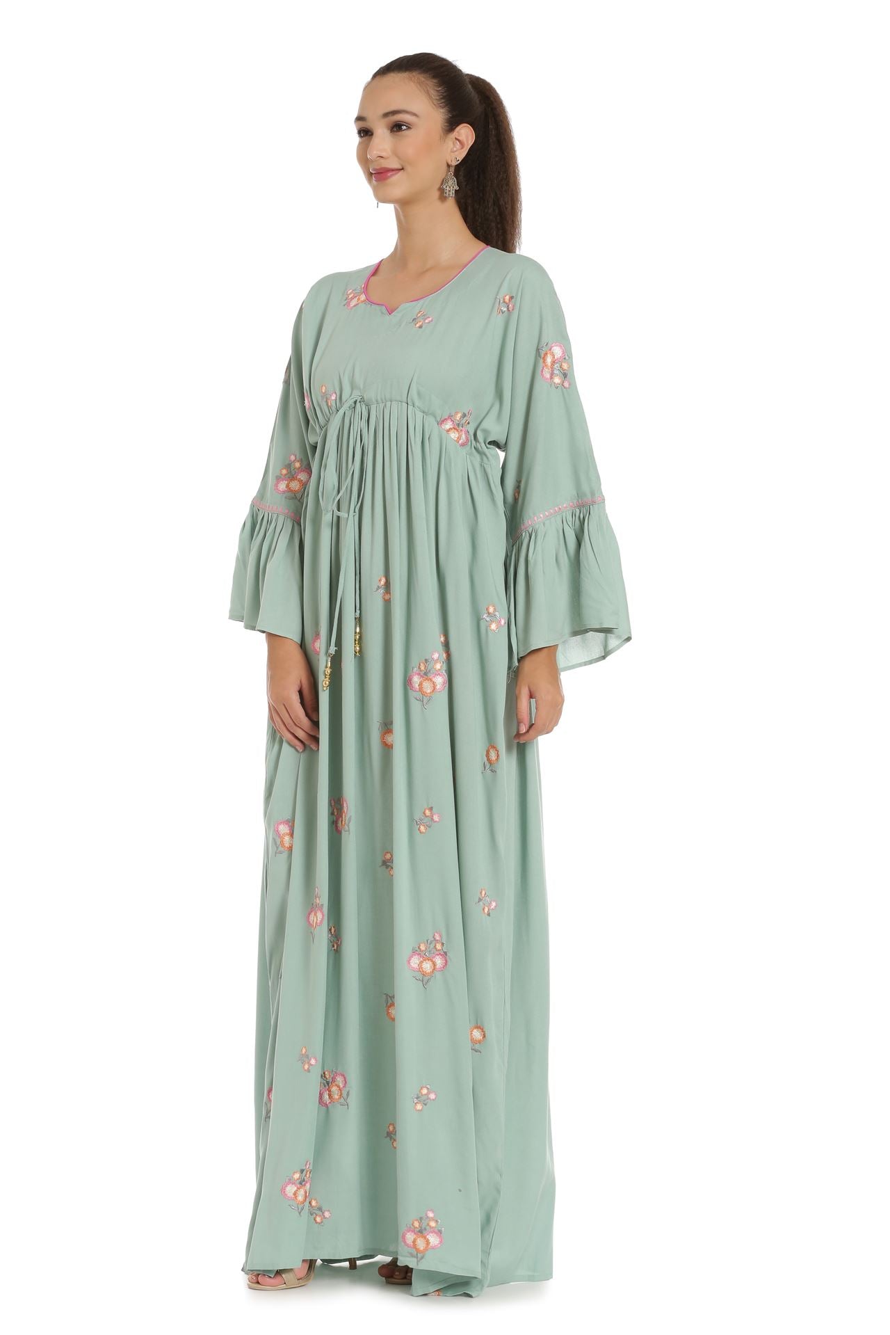 Dubai Kaftan with Threadwork Embroidery Party Gown - Maxim Creation