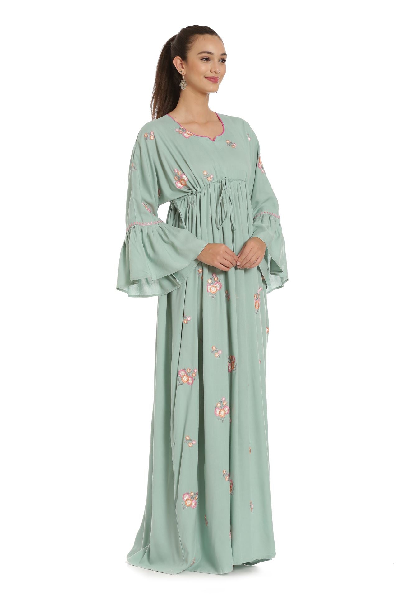 Dubai Kaftan with Threadwork Embroidery Party Gown - Maxim Creation