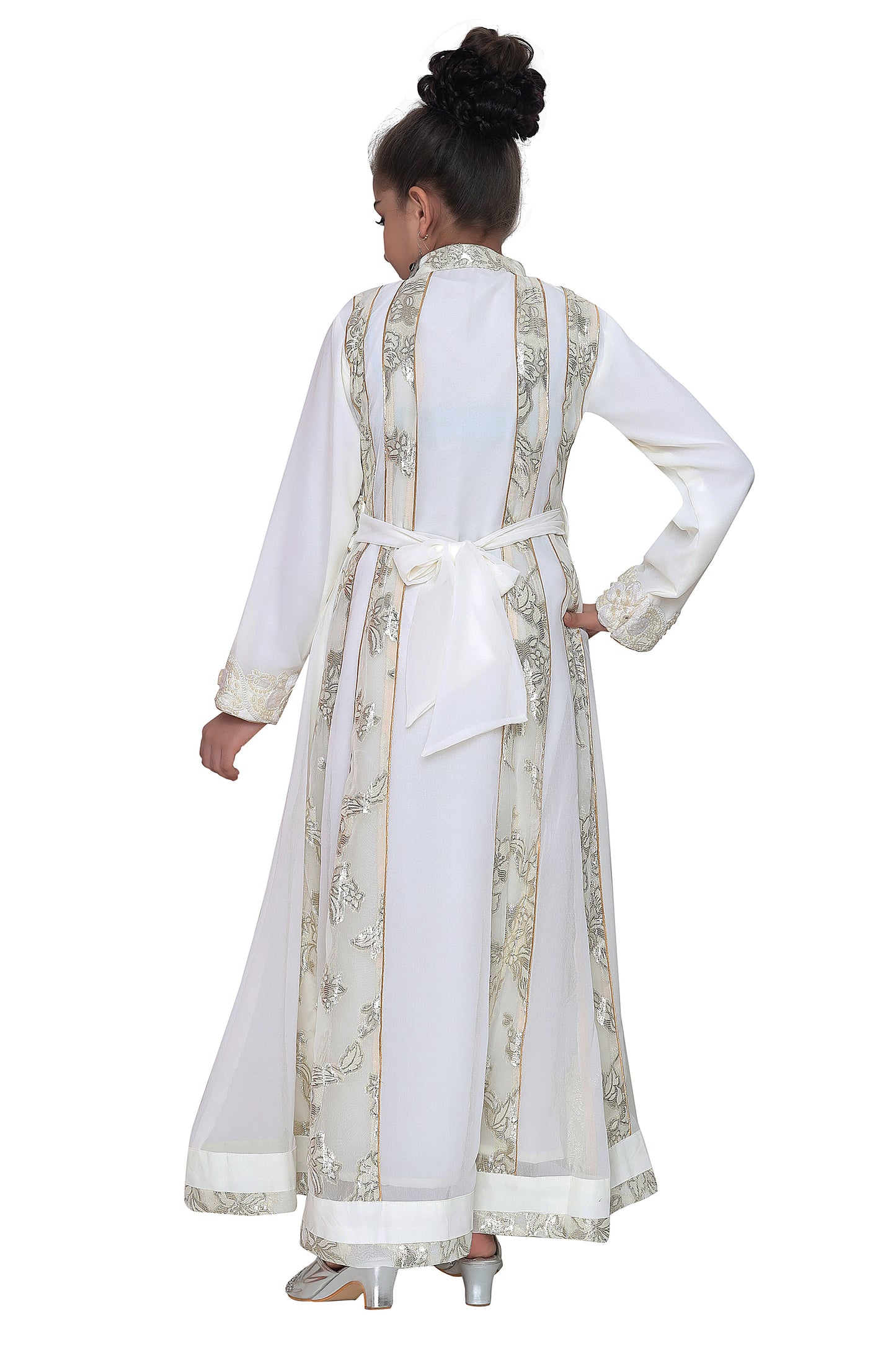 Embroidered Dress Cream Color Kaftan For Kids - Maxim Creation