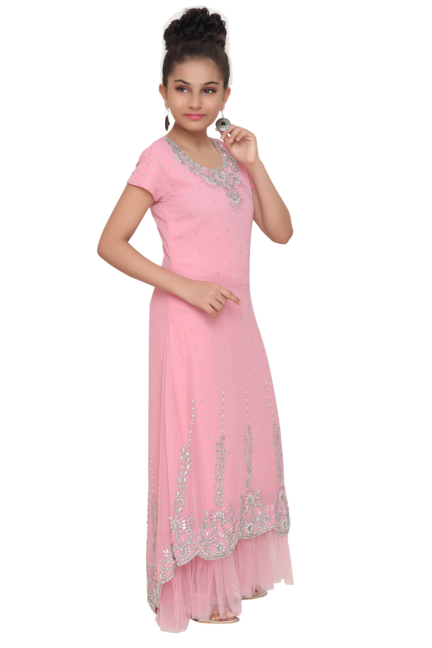 Designer Jalabiya Crystal Embroidered Dress For Kids - Maxim Creation