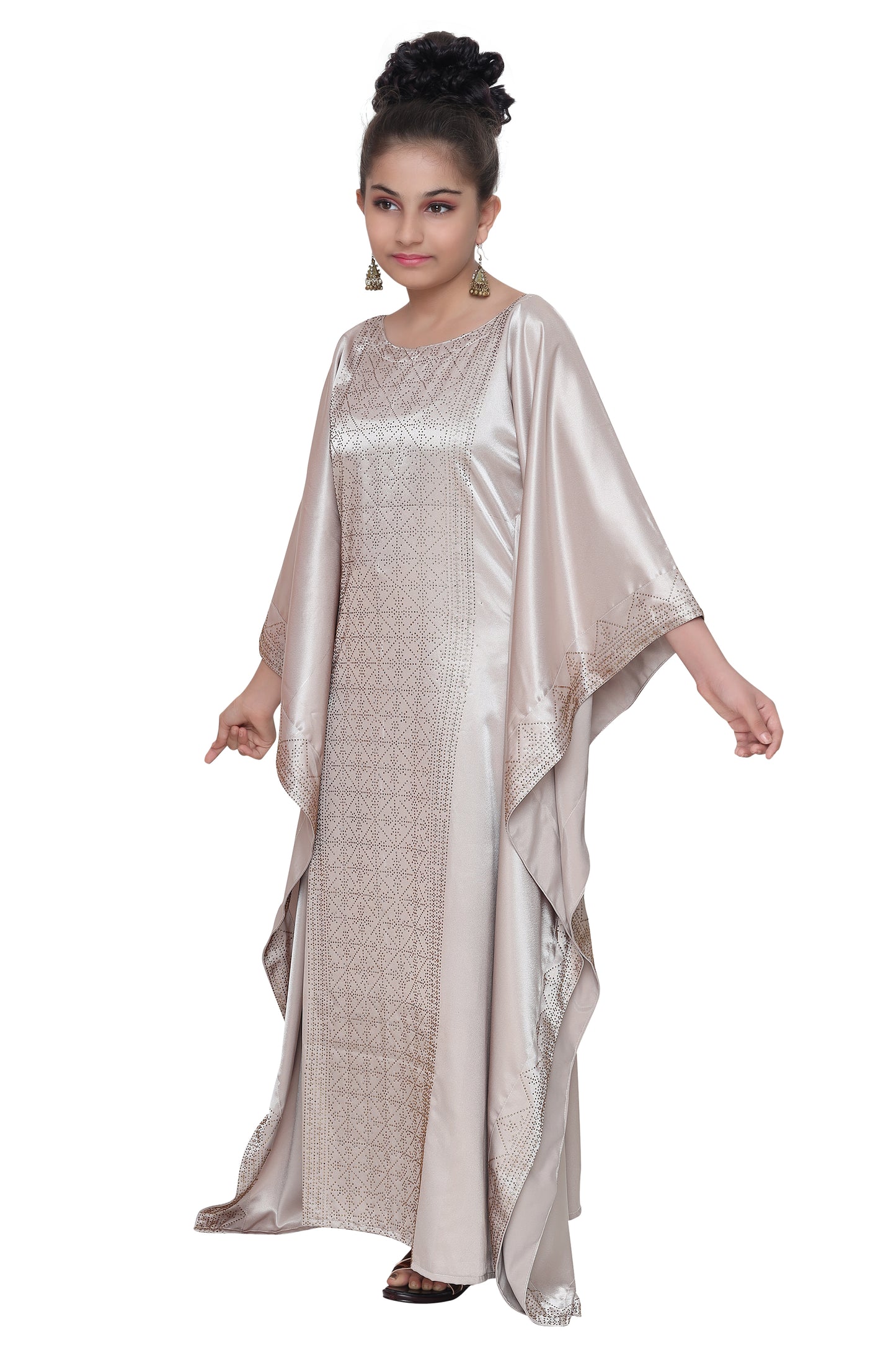 Arabian Beige Color Satin Dress - Maxim Creation