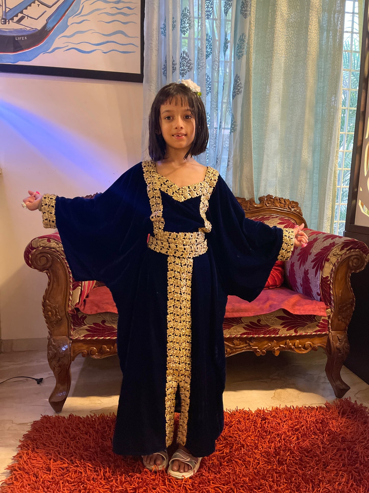 Designer Velvet Kaftan Party Gown For Youngsters