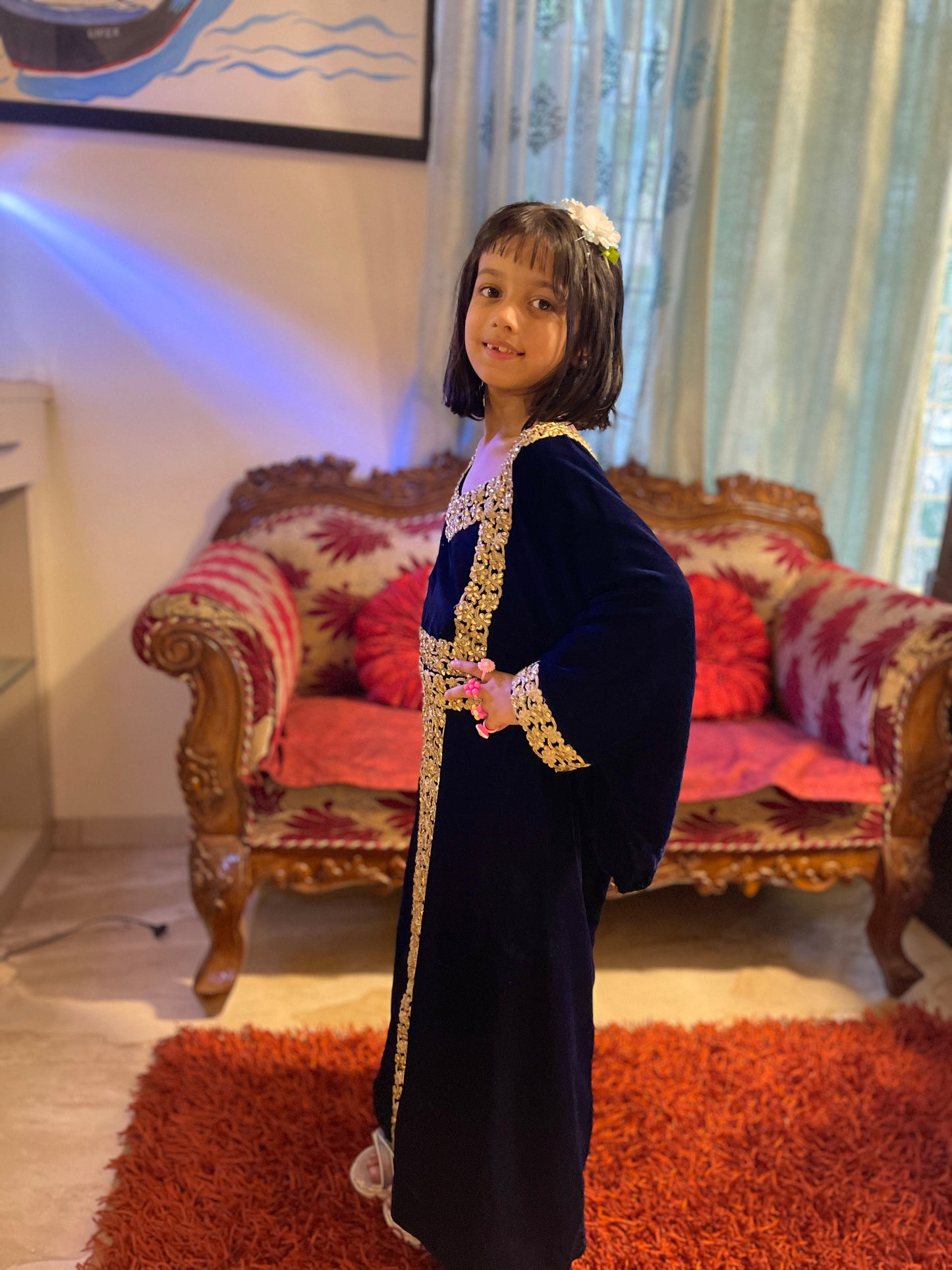 Designer Velvet Kaftan Party Gown For Youngsters