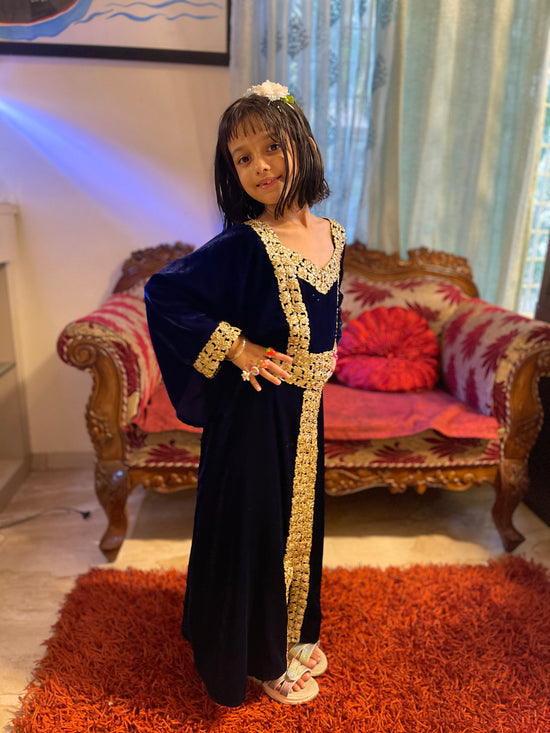 Designer Velvet Kaftan Party Gown For Youngsters