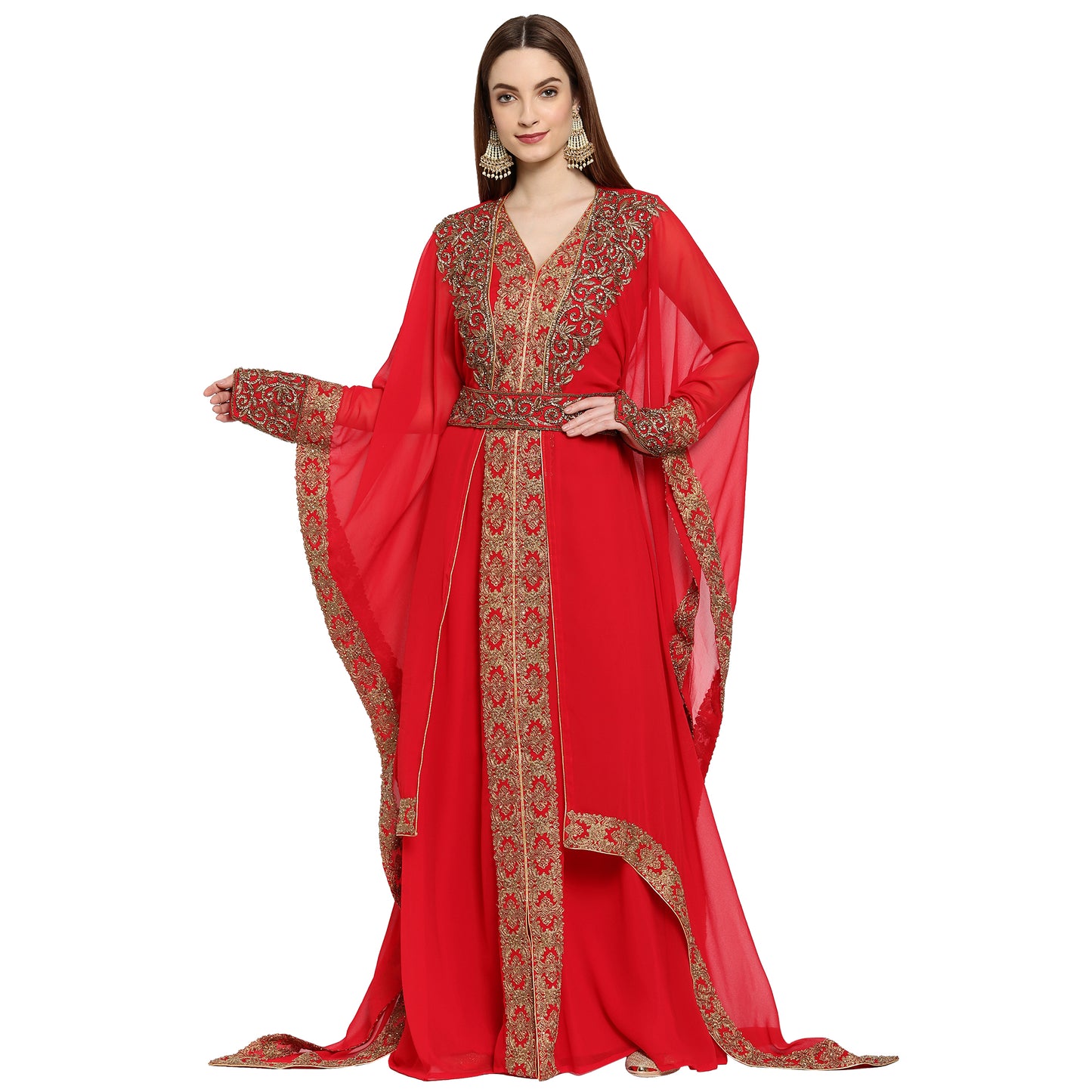 Cocktail Party Embroidered Caftan Dress - Maxim Creation