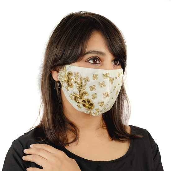 Floral Embroidery Cotton Face Mask (1 Style X 6 colours) - Maxim Creation