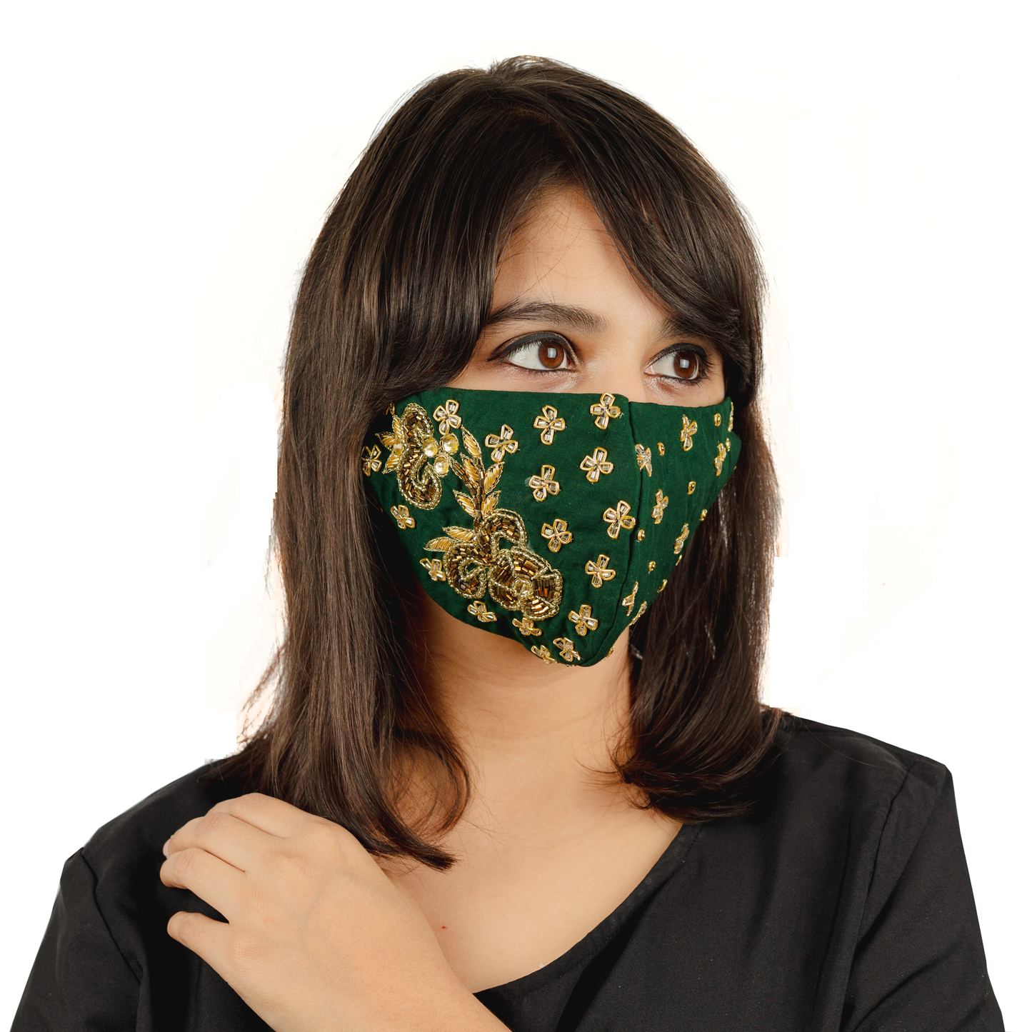 Floral Embroidery Cotton Face Mask (Pack of 5 per colour) - Maxim Creation