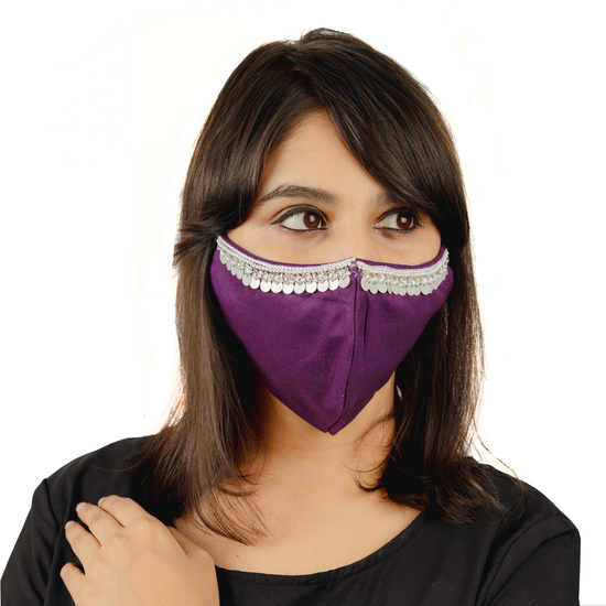 Cotton Face Mask with Hanging Tassel Embroidery (1 Style X 6 colours) - Maxim Creation