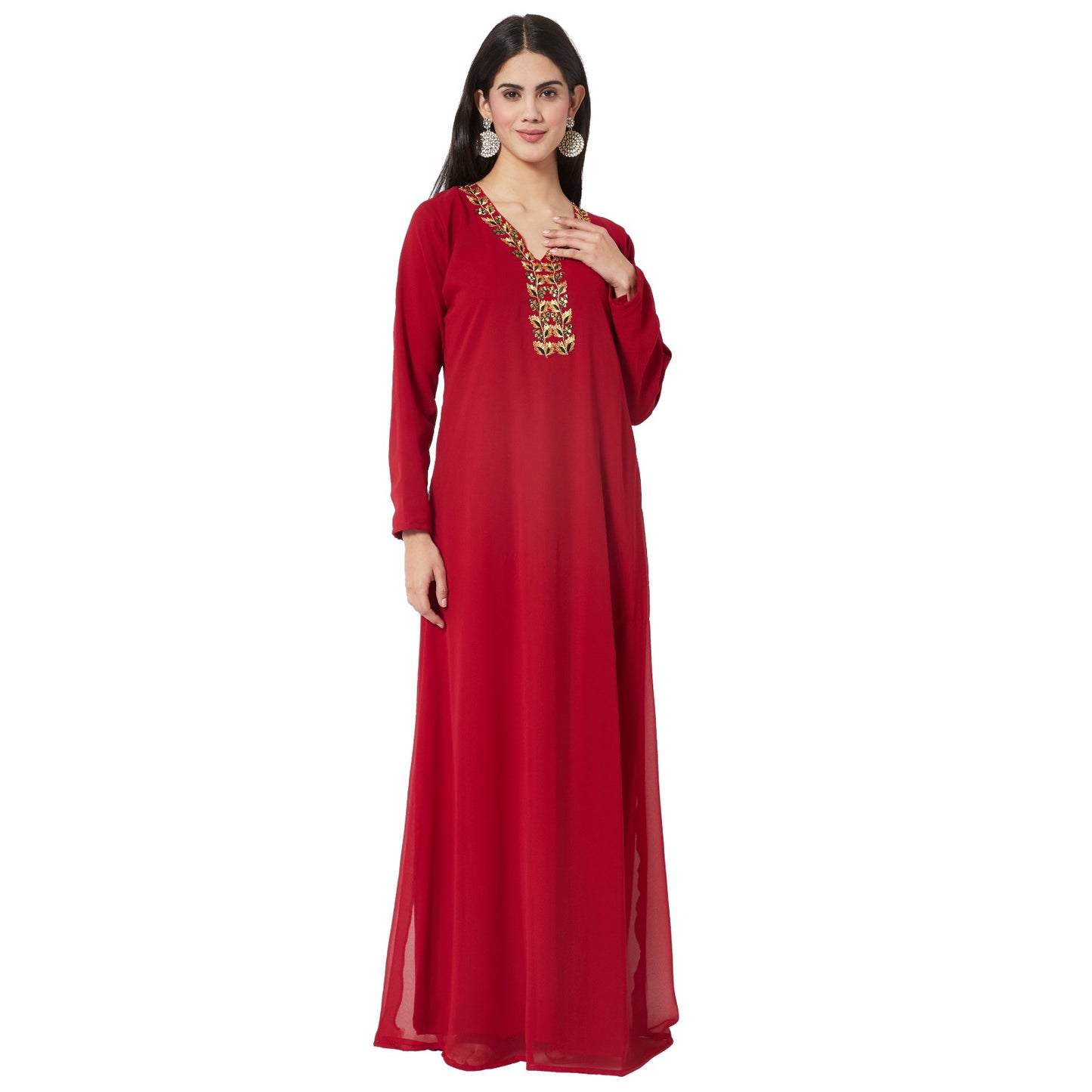 Henna Tea Party Gown Dark Red Farasha Maxi Dress