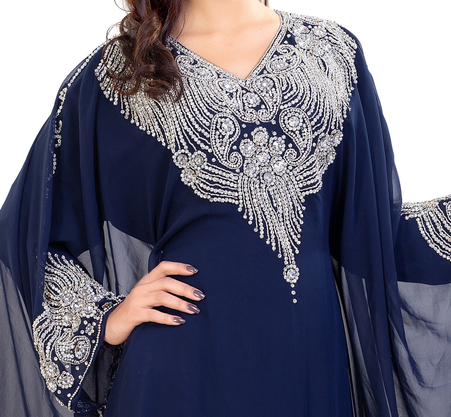 Tea Party Kaftan With Crystal Embroidery - Maxim Creation