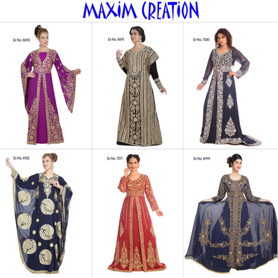 Moroccan Gown Aari Machine Embroidered Dress - Maxim Creation